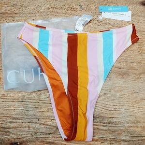 CUPSHE Women's Bikini Bottom Stripe High Waist Bikini